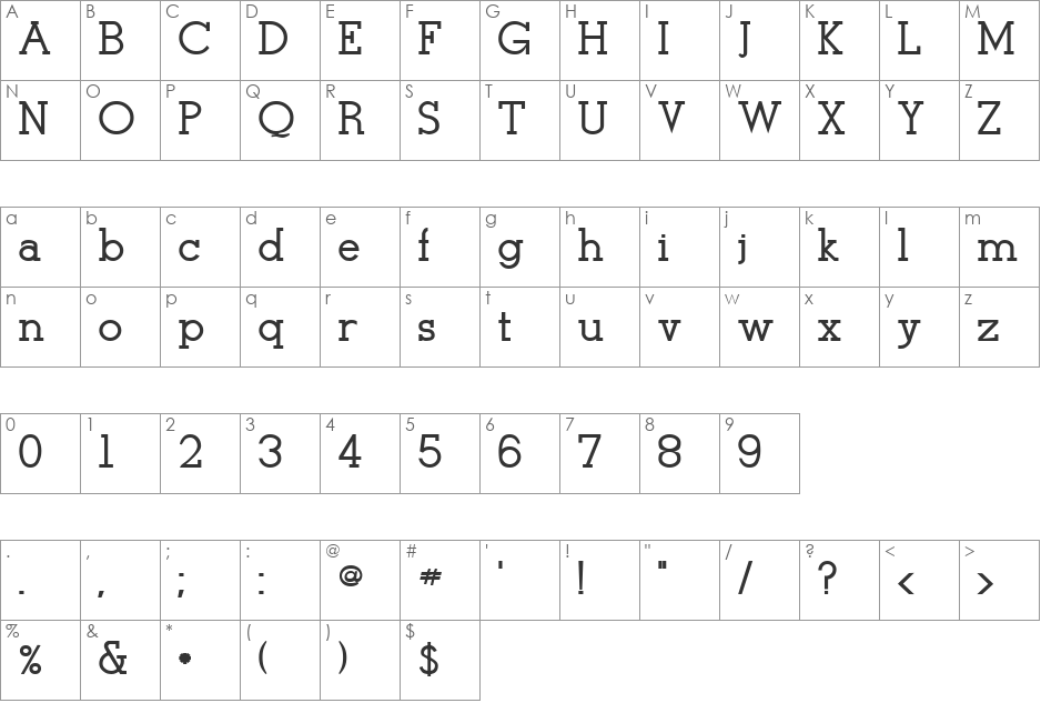 Stymie-Bold font character map preview
