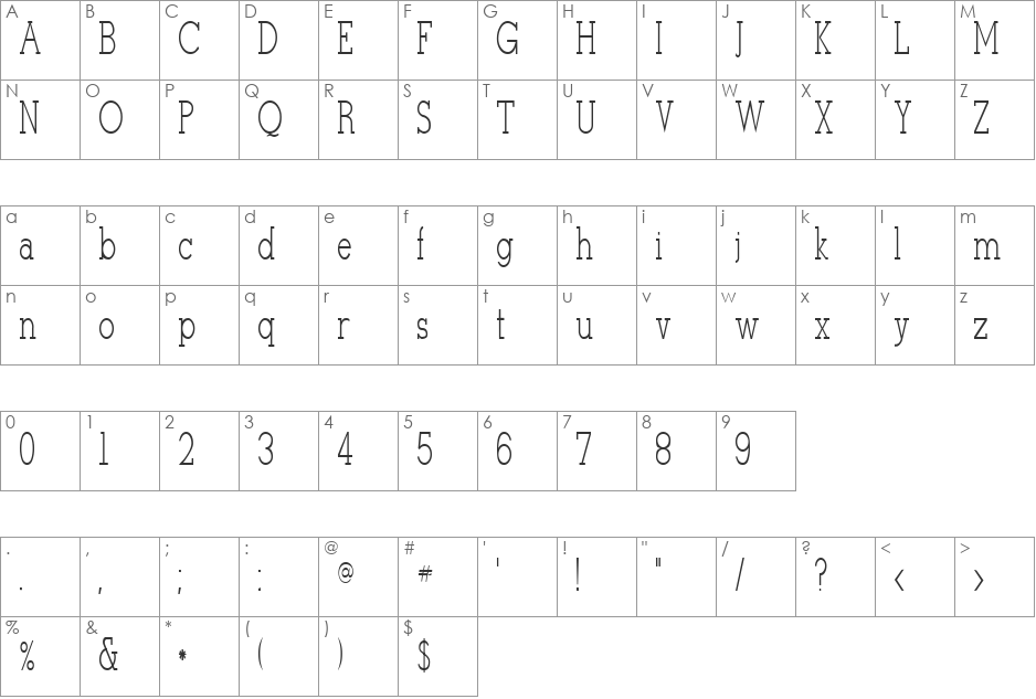 Stymie-Light font character map preview