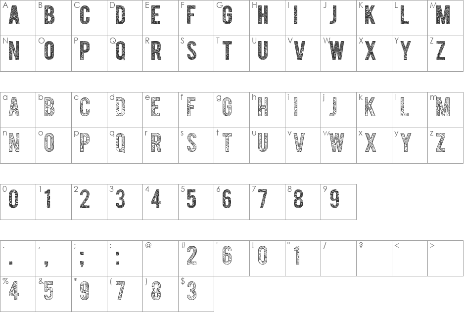 SuastOrnad tfb font character map preview