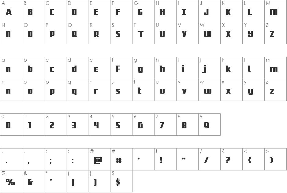 Subadai Baan Bold font character map preview