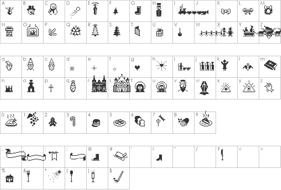 Suboel font character map preview