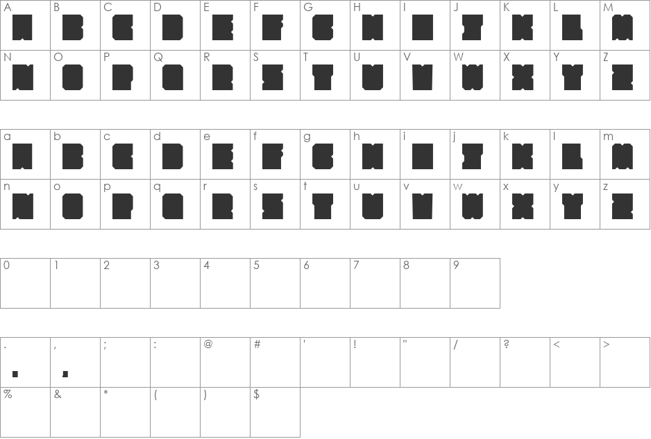 SubSquare font character map preview