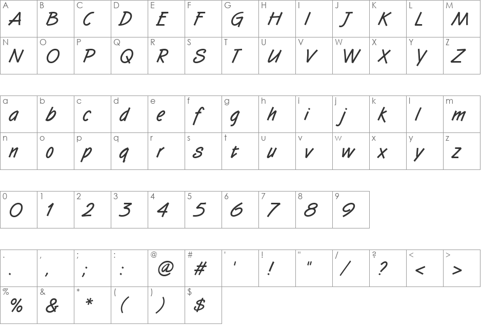SuccotashHmkBold font character map preview