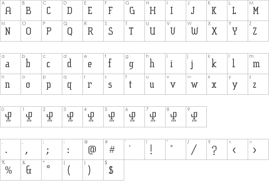 Sucesion Slab font character map preview