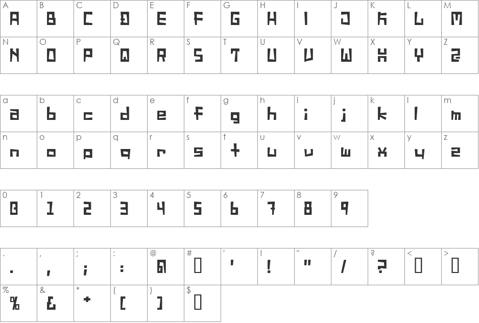 Sucide Note font character map preview