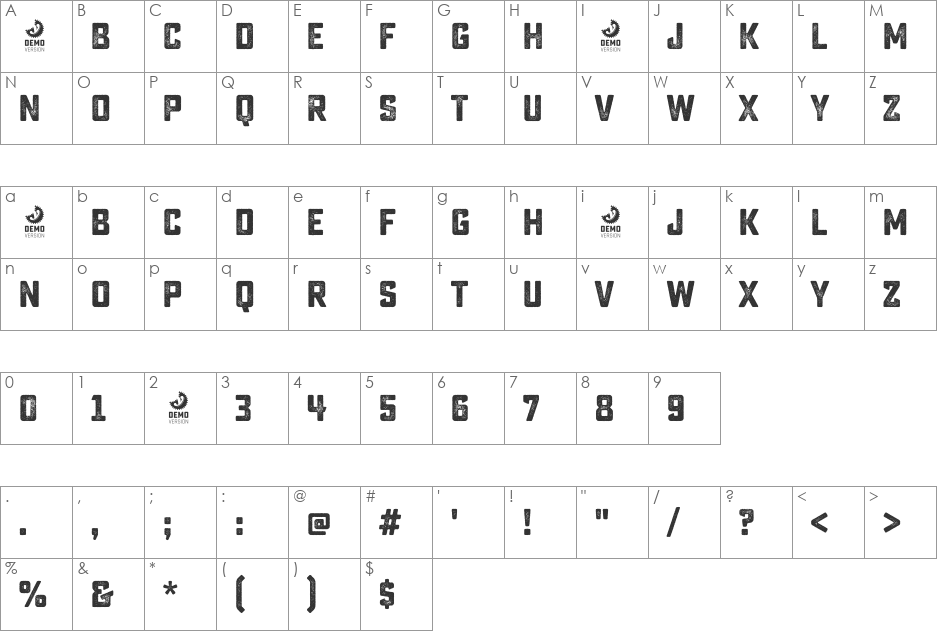 Sucrose Bold Two DEMO font character map preview