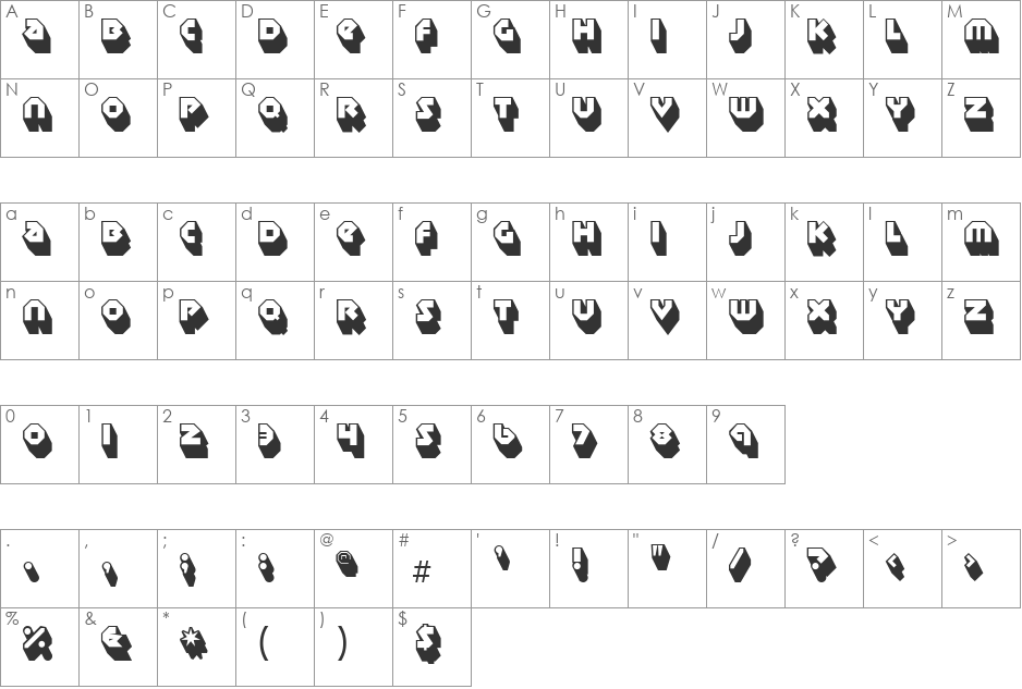 Sudbury Basin 3D font character map preview