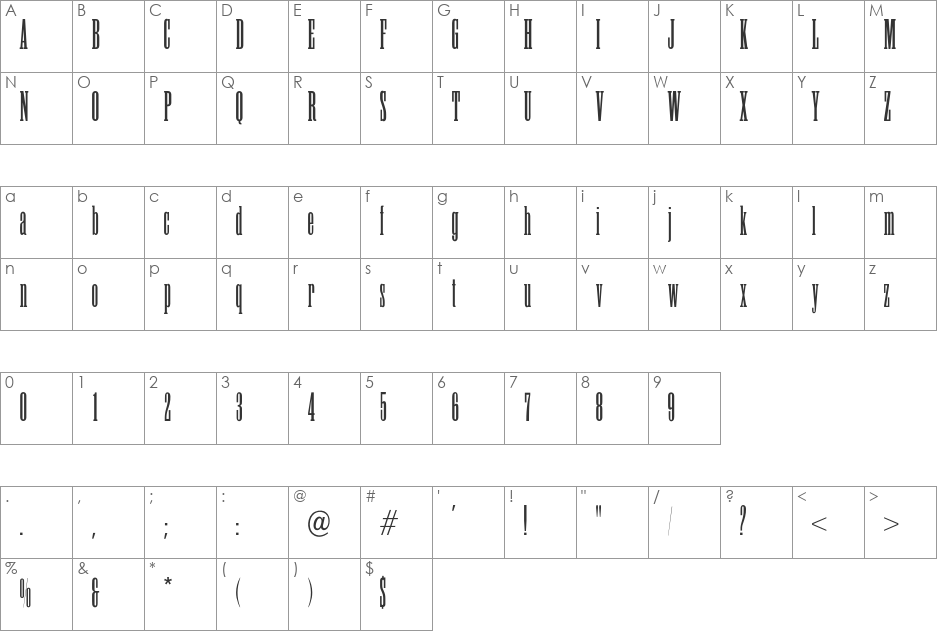 Suffolk font character map preview