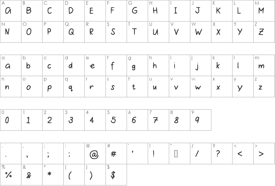 SugarLemonade font character map preview