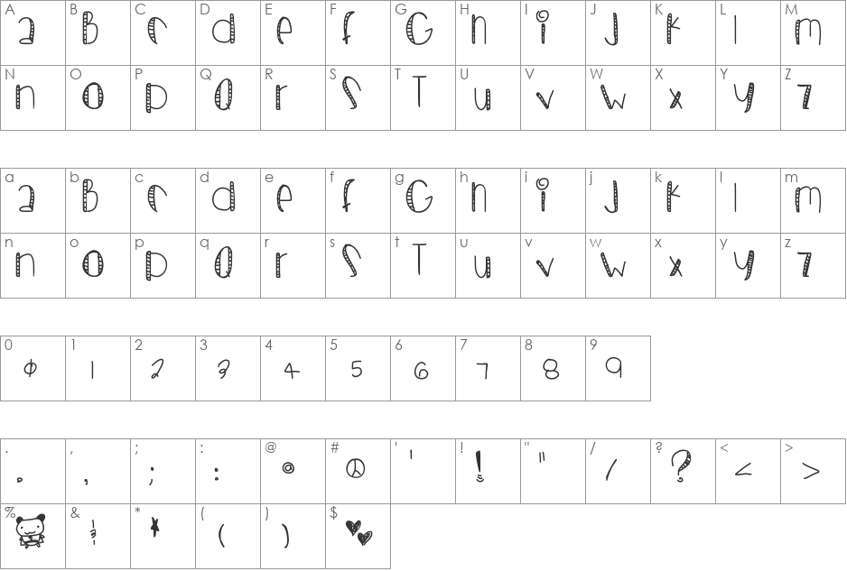 SugarPie font character map preview