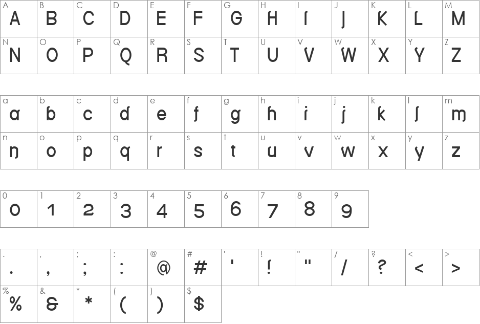 Bedizen font character map preview
