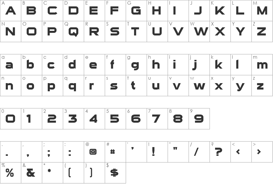 Sui Generis font character map preview