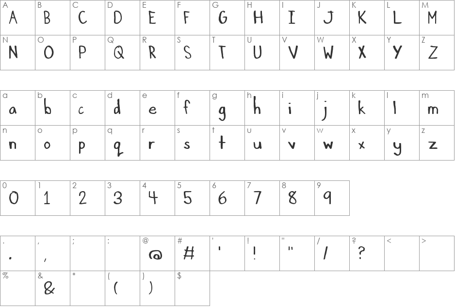 Suitcase font character map preview