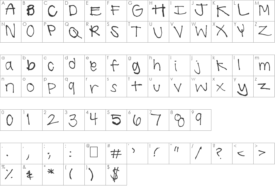 Summer Handwriting font character map preview