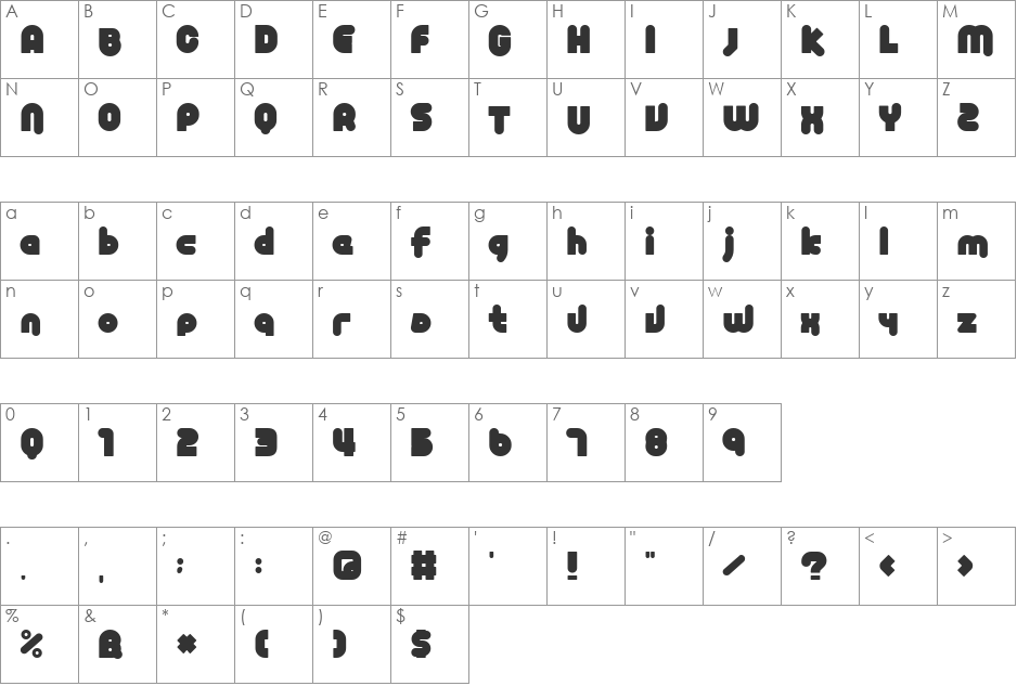 SummerBeautyRegular font character map preview