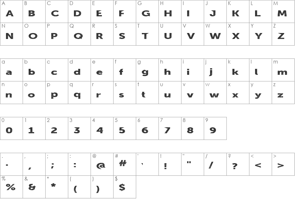 SummerBlacktop font character map preview