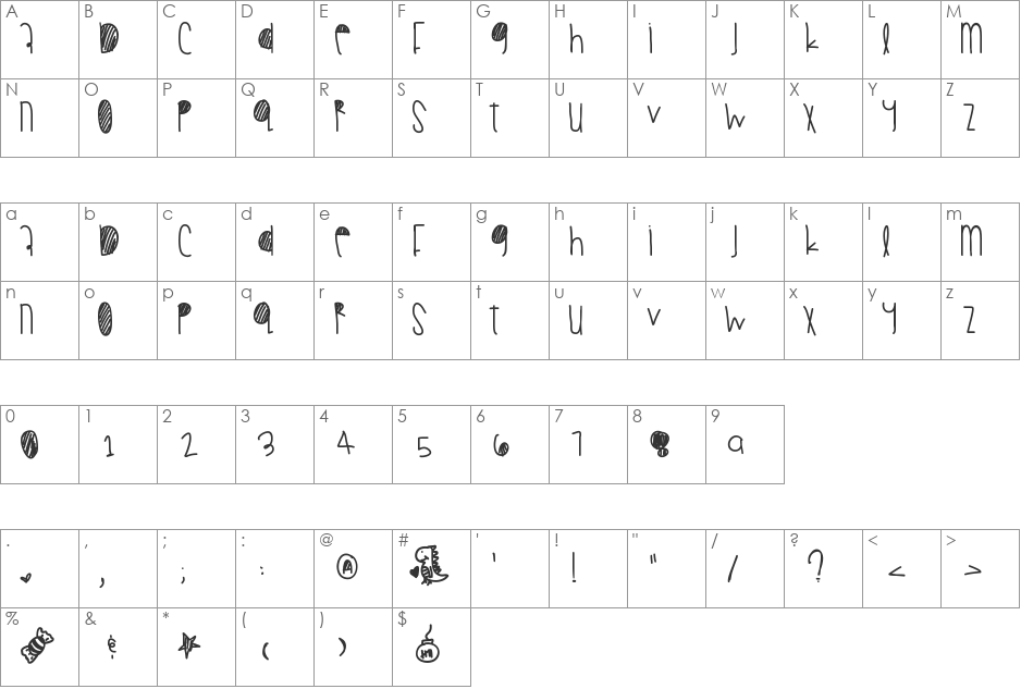 Summerfall font character map preview