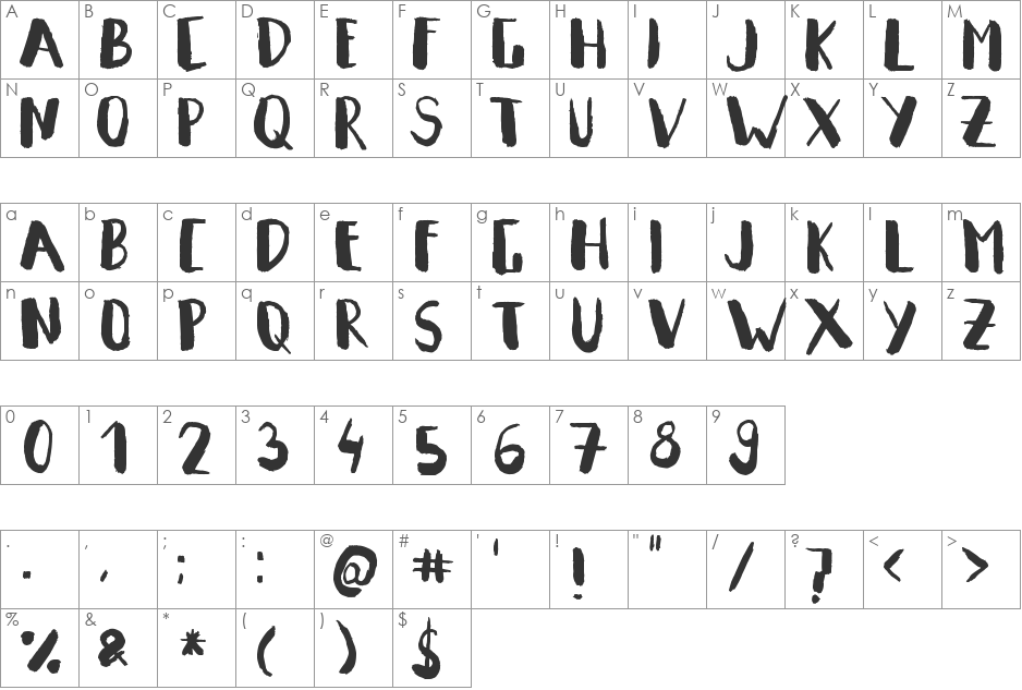 Summeron font character map preview