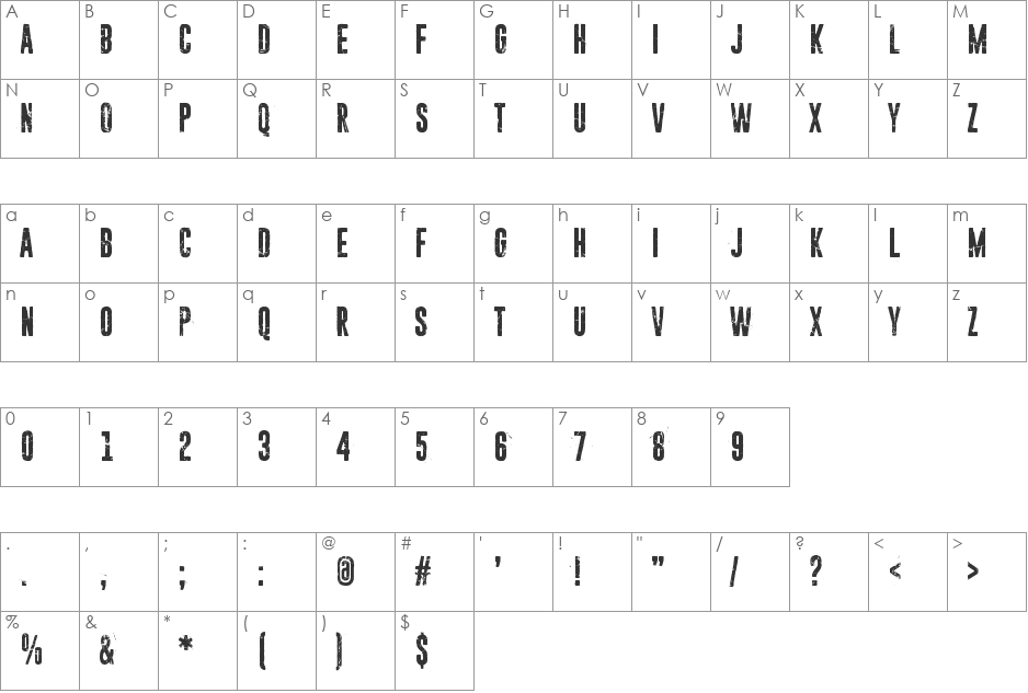 Sun zoom spark font character map preview