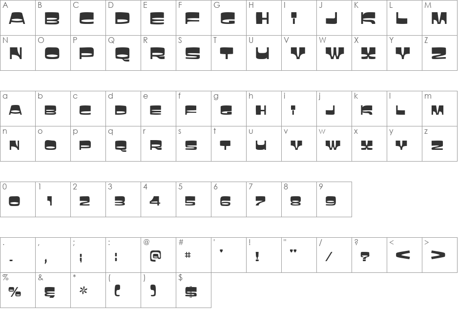Sunbelt font character map preview
