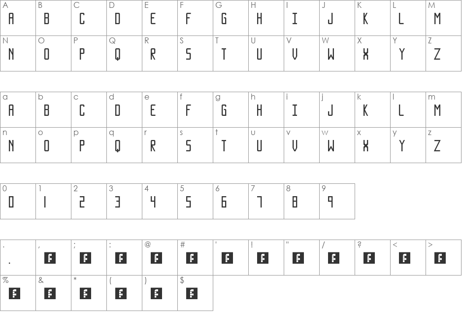 SUNDANCE NEUE font character map preview