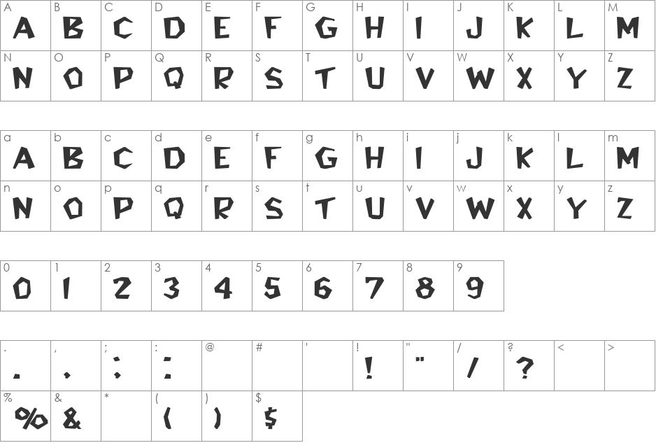 Bedrock-Light-Wide font character map preview