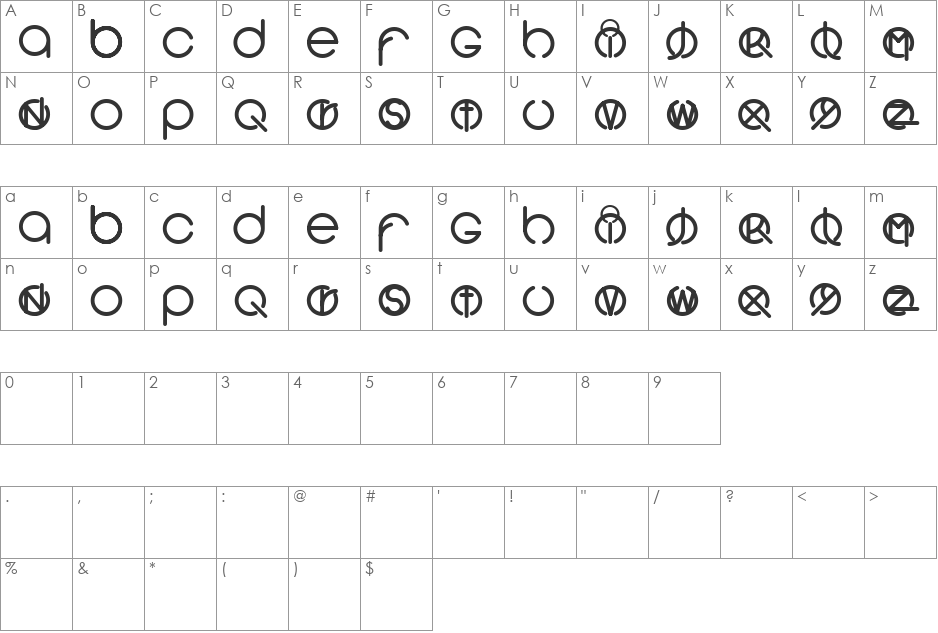 Sunrise font character map preview