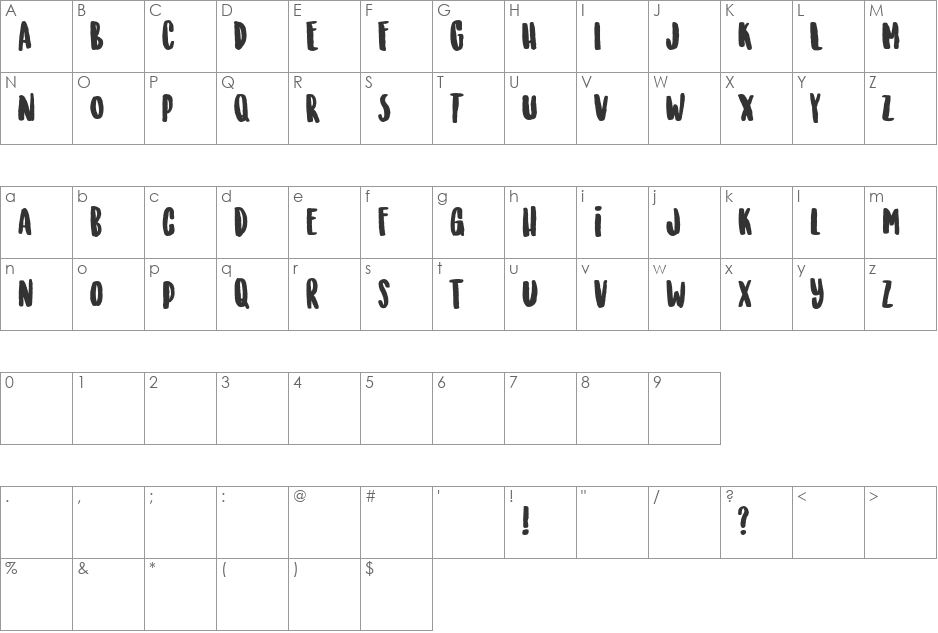 Sunrise International Demo font character map preview