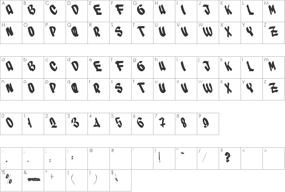 SUPER font character map preview