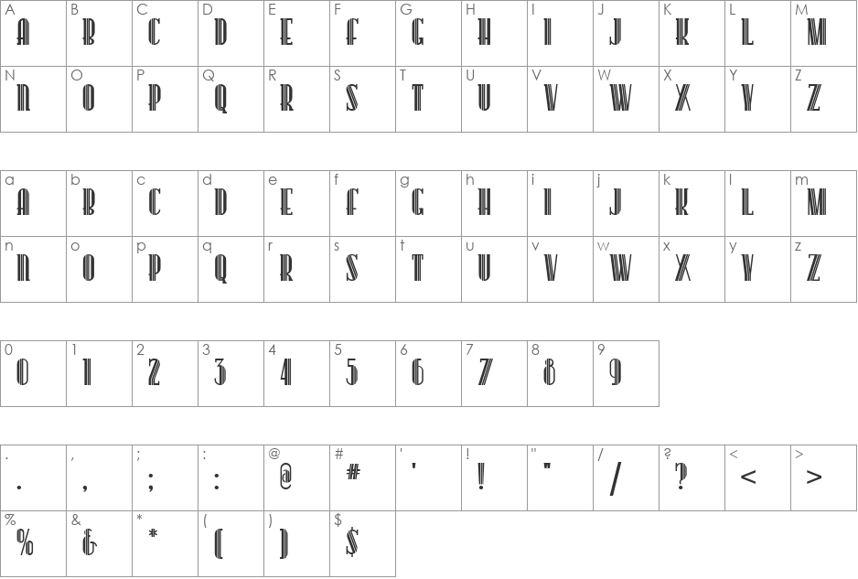 Super Bob Triline Nf font character map preview