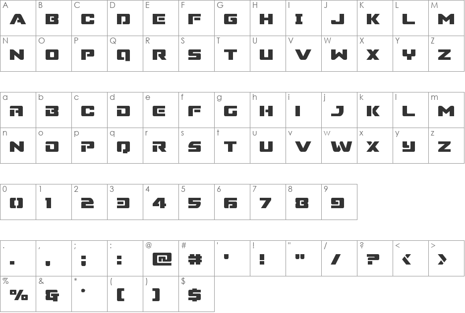 Super Commando Super Italic font character map preview