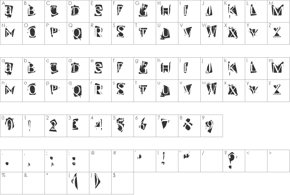 super danger font character map preview