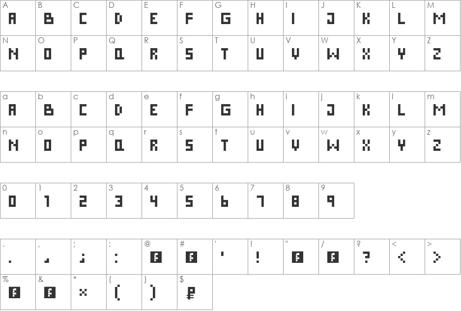 Super Effective font character map preview