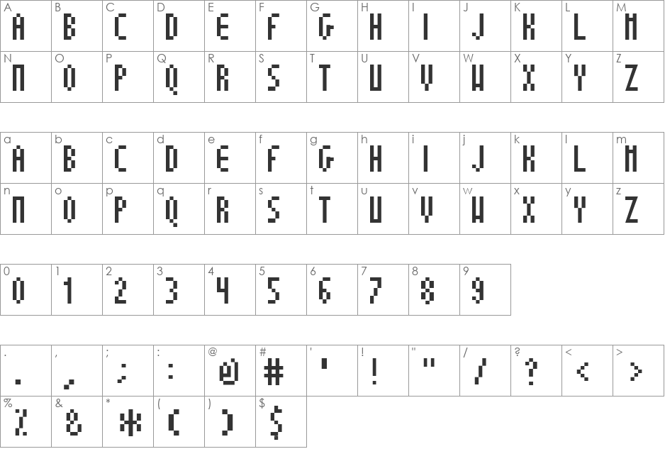 Super Fine P font character map preview