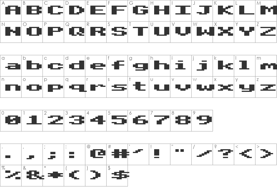 Beeb Mode Two font character map preview