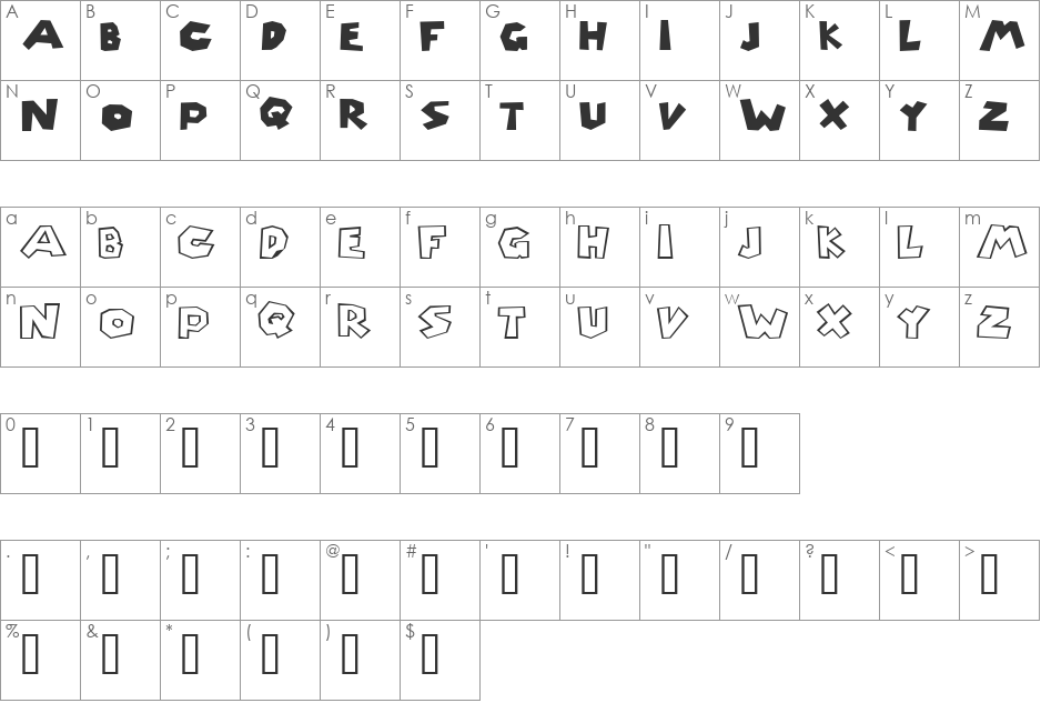 Super Mario Brothers font character map preview