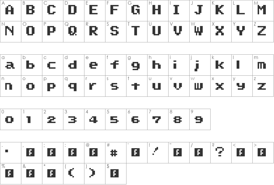 Super Mario World font character map preview