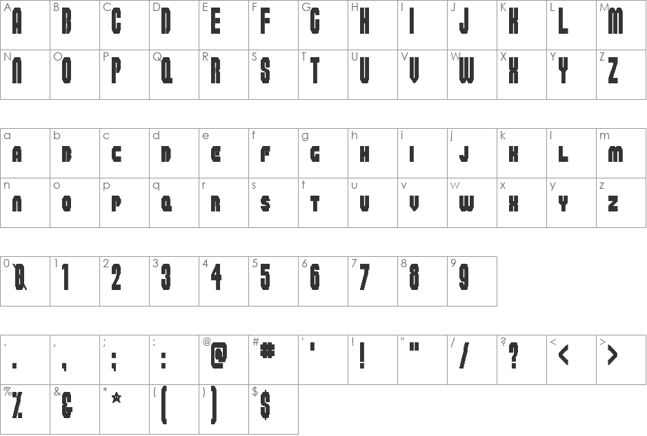 Super Plumber Brothers font character map preview