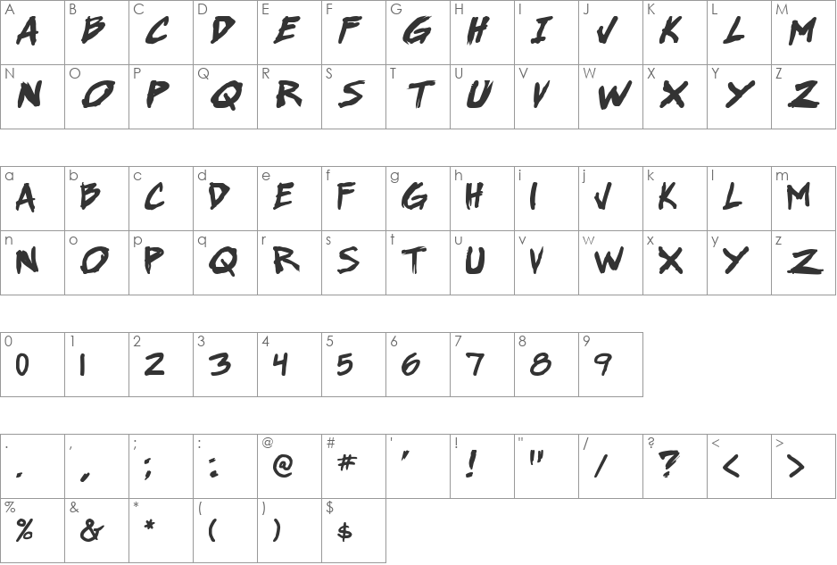 Super Webcomic Bros. font character map preview