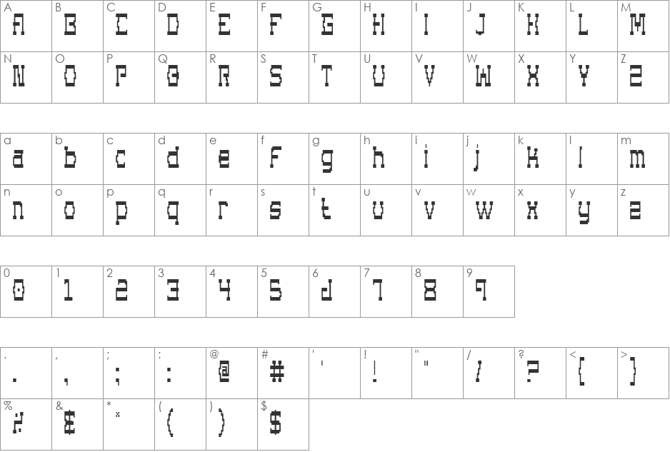Superago Condensed font character map preview