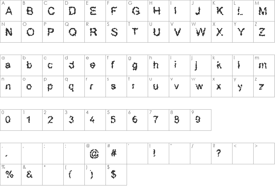 Superbeast font character map preview