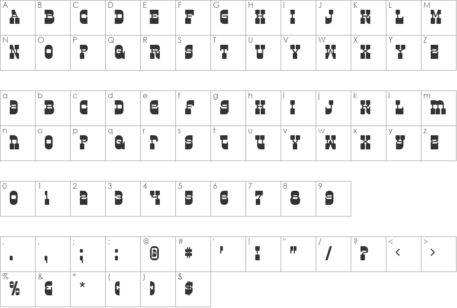 Superfly font character map preview