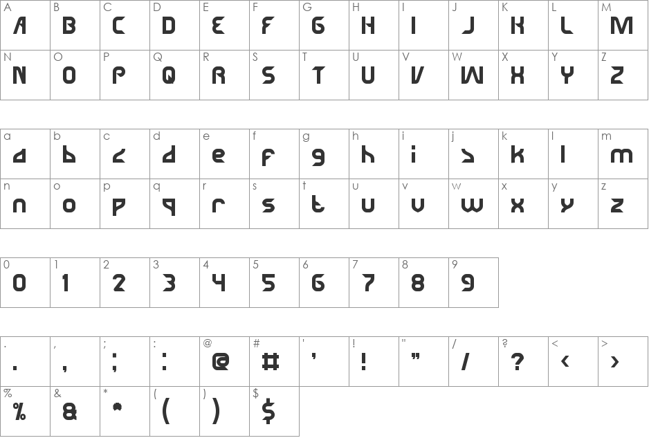 SUPERHERO font character map preview