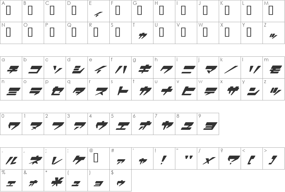 SuperLovelyI font character map preview