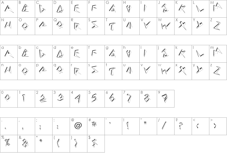 Beehive font character map preview