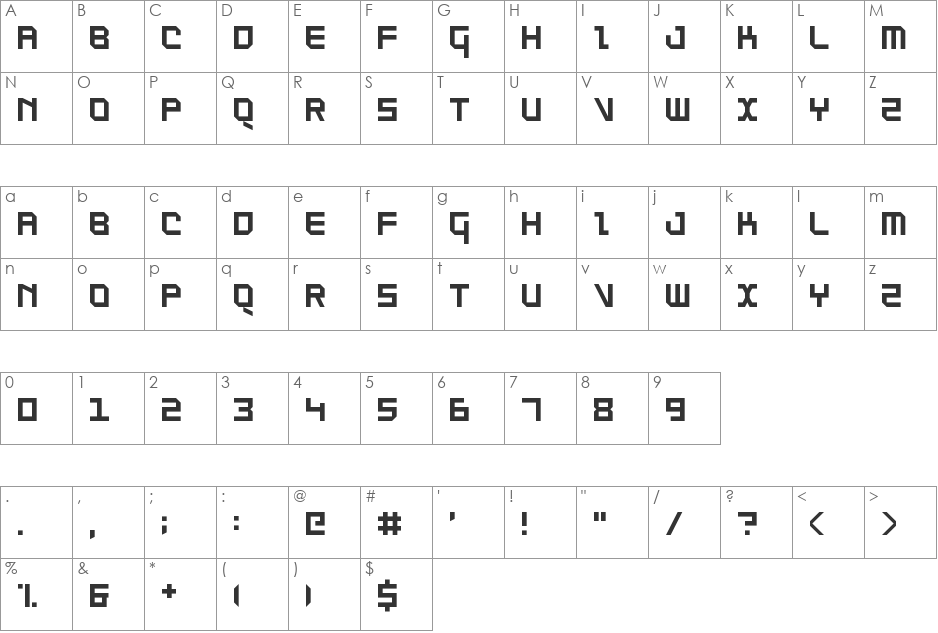 SuperThing NBP font character map preview