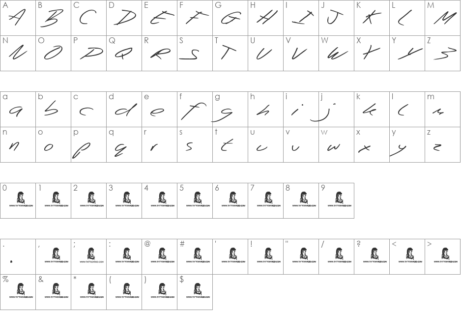 Beep Beep font character map preview