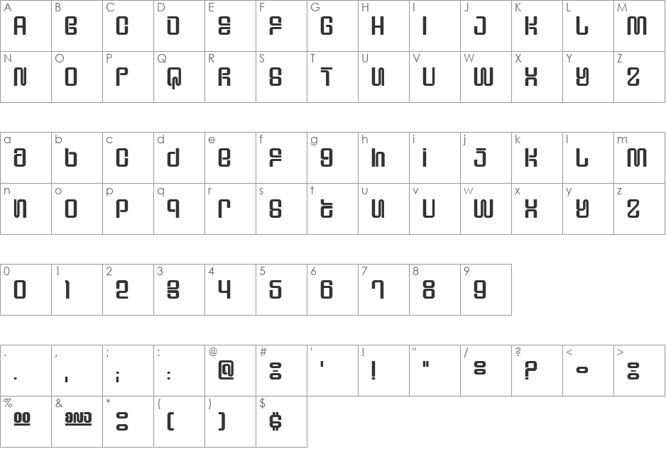 Supervixen Honeyed Out font character map preview