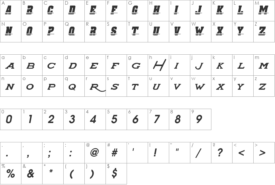 SUPER_CHARGERS font character map preview