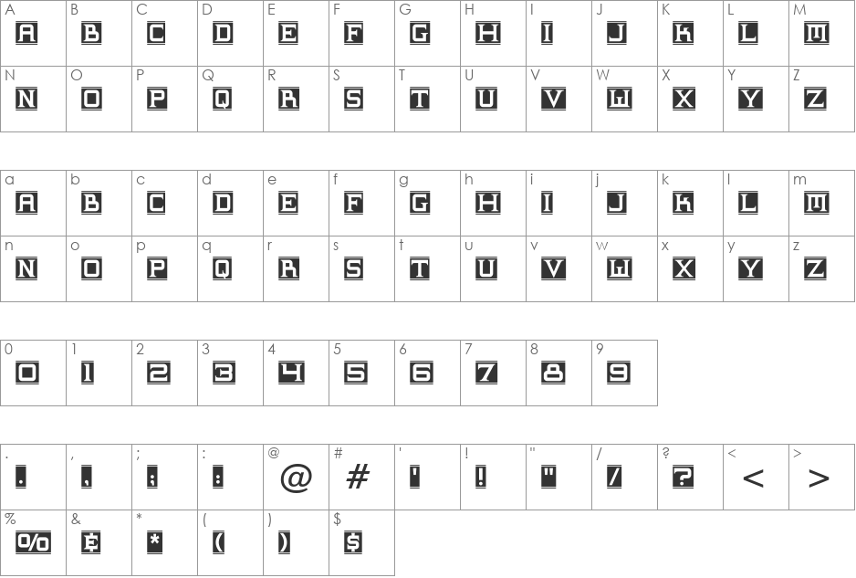Supremaganda BTN Banner font character map preview